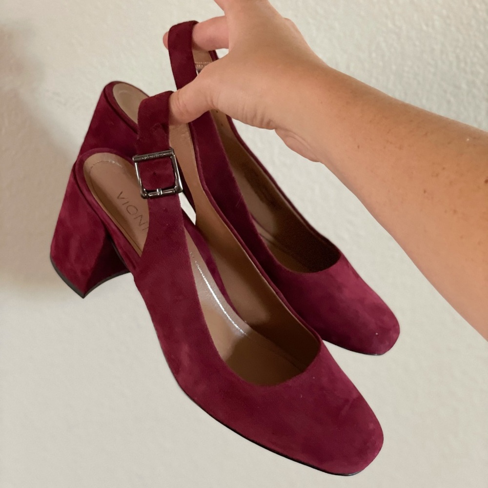 Vionic Nareen Maroon Slingback Pumps Square Toe